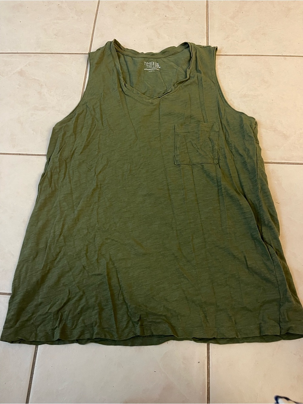 Time and Tru Olive Green Pocket Tank
